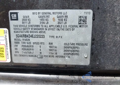 2014 Buick Enclave Leather из США, поврежденный, VIN 5GAKRBKD4EJ220223